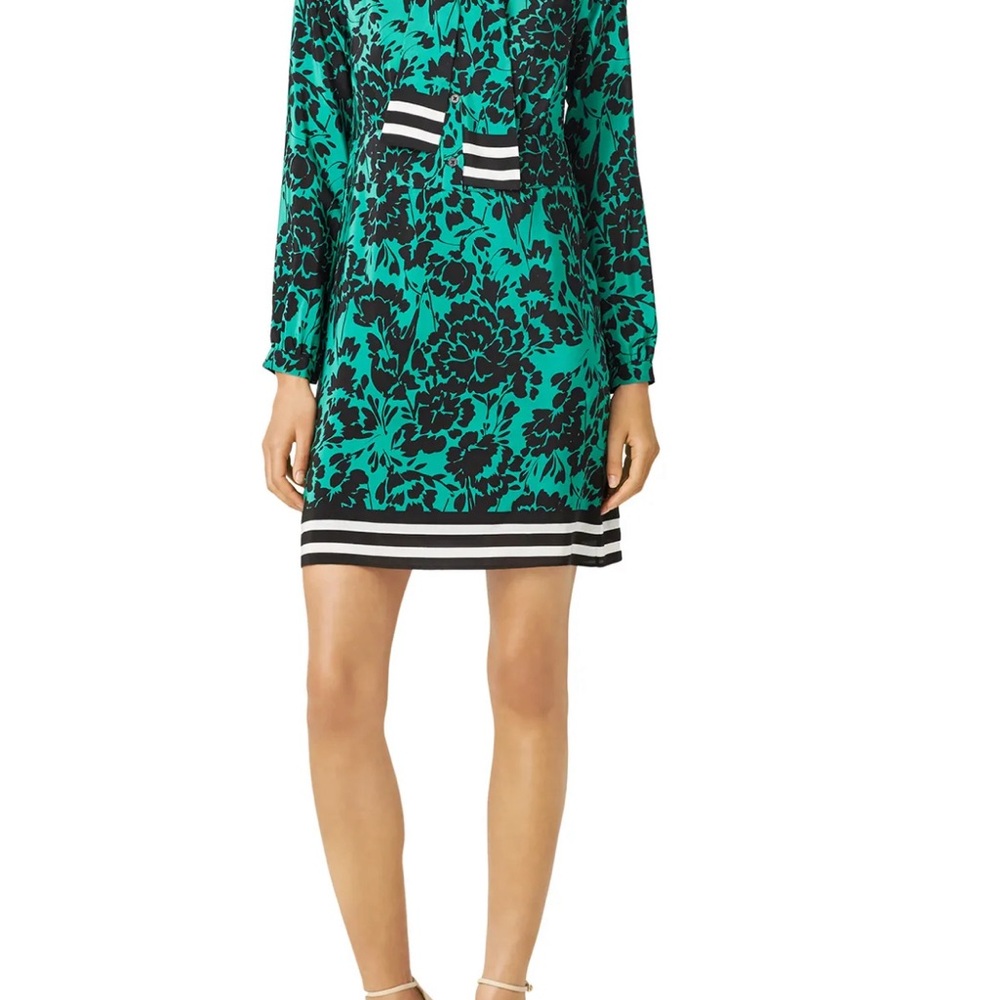 Floral Green and Black Dress